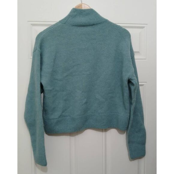 And other stories womens small cat lover sweater mockneck alpaca spruce green - Picture 6 of 8